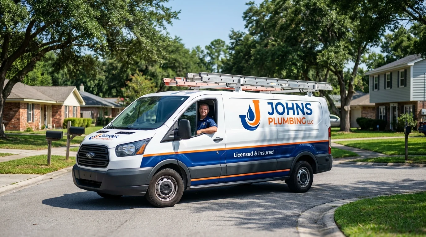 Johns Plumbing LLC service van in Camilla, GA