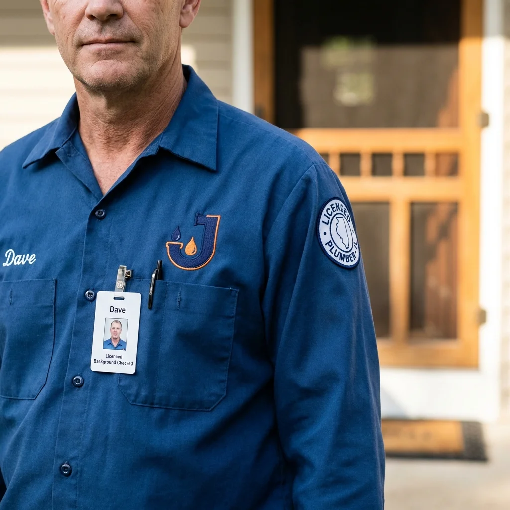 Licensed plumber showing ID badge in Camilla, GA