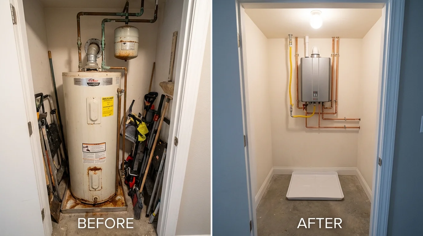 Tank water heater versus wall-mounted tankless unit comparison for Camilla, GA homeowners