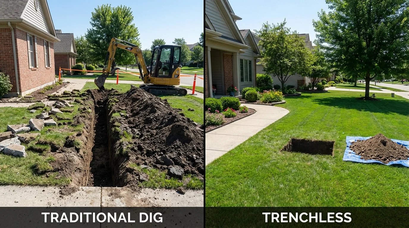 Trenchless sewer repair with minimal yard damage versus traditional excavation in Camilla, GA